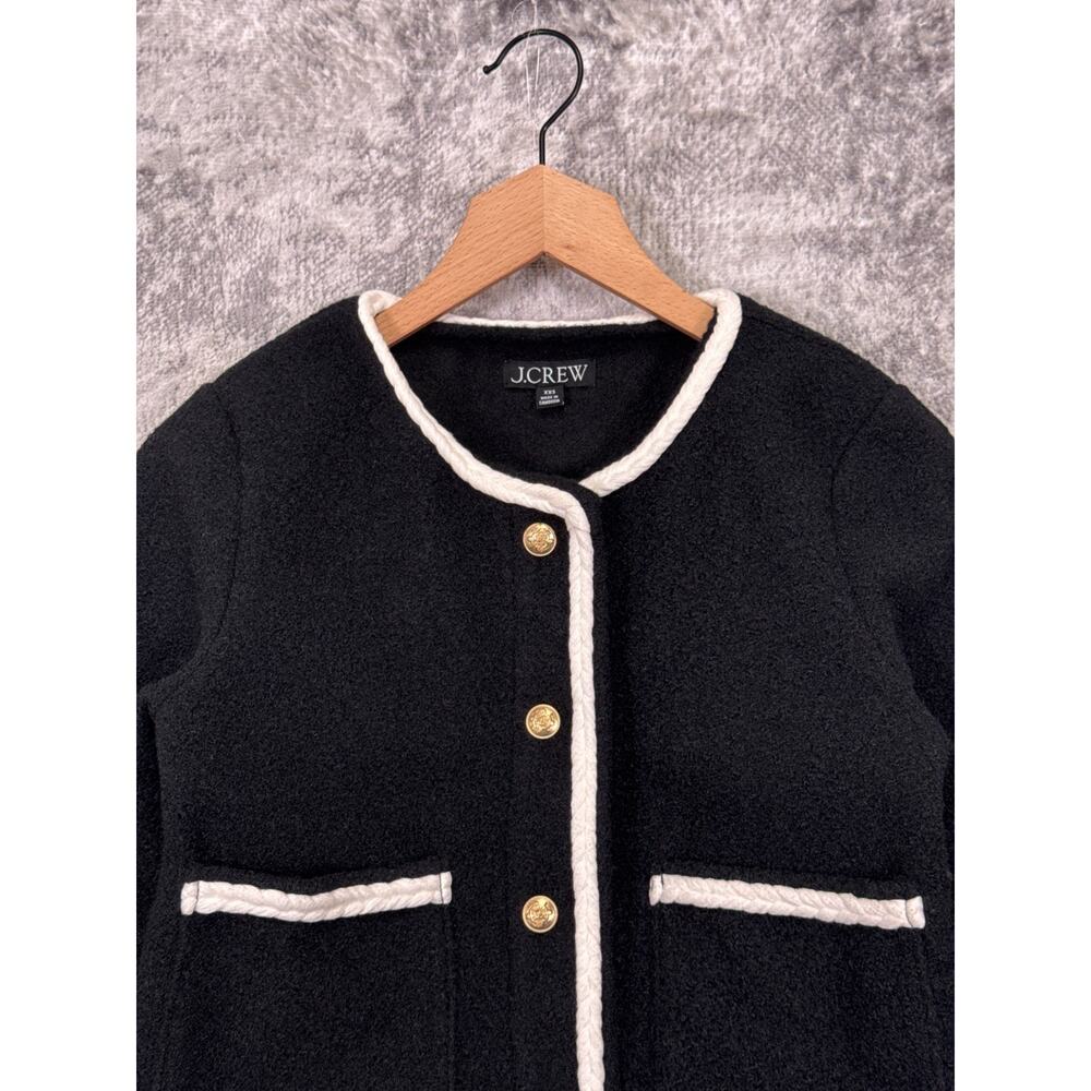 J Crew Cropped Boucle Yarn Lady Jacket XXS Womens Black - Picture 2 of 9